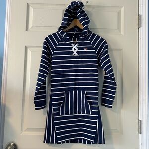 Tommy Hilfiger Navy Blue withh white stripe dress with hood and front pocket